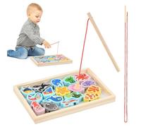 Dewocke Juego de Pesca Magnético, Juguetes Educativos de Madera para Niños, Juguetes Montessori, Juguete 3 en 1, Divertido e Interactivo, Juego de Animales del Océano para Niños de 2 a 5 Años