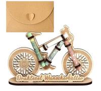 Dewocke Regalo de Bicicleta, Regalos de Dinero para Ciclistas, Regalo de Cumpleaños de Madera, Decoración de Bicicleta, Regalos de Madera, para Ciclistas Amigos Familiares Amantes (Color Madera)