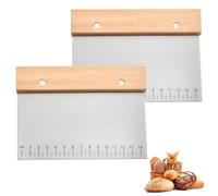 Dewocke Set de 2 Cortadores de Masa en Acero Inoxidable con Mango y Escala Medidora, Rasqueta Cortadora de 15 cm, Ideal para Pan, Pizza y Pastelería, Herramienta Multifuncional de Cocina y Repostería