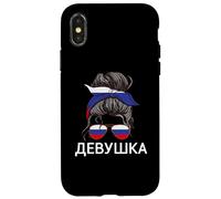 Dewuschka Rusia Chica desordenado moño de pelo ruso Carcasa para iPhone X/XS