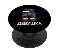 Dewuschka Rusia Chica desordenado moño de pelo ruso PopSockets PopGrip Adhesivo