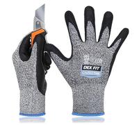 DEX FIT Cru553 Finos calibre 15, guantes resistentes nivel 4, ajuste cómodo y elástico 3D. buen agarre, recubrimiento duradero de nitrilo, táctil, lavado a máquina, ligeros, Gris 6 (XS) 1 par
