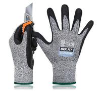 DEX FIT Cru553 Finos calibre 15, guantes resistentes nivel 4, ajuste cómodo y elástico 3D. buen agarre, recubrimiento duradero de nitrilo, táctil, lavado a máquina, ligeros, Gris 8 (M) 1 par