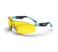 DEX FIT Gafas SG210 - Lente amarilla, Bloqueo luz azul & Visión nocturna, Antiempañante, Protección Z87.1, Patillas ajustables para Tiro, Gaming & Poca luz; Negro & Azul, 1 pza
