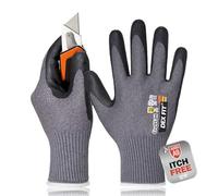 DEX FIT Guantes anticorte Cru953H, ANSI A9, EN388 4X44F, sin fibra de vidrio, Power Grip de nitrilo espumado (base agua), ajuste 3D, táctiles, lavables, 13-gauge; Grey M (8) 1 Pair