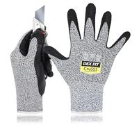 DEX FIT Guantes Anticortes de Nivel 5 Cru553, Ajuste Cómodo Elástico 3D, Buen Agarre, Recubrimiento de Espuma Duradero de Nitrilo, Táctil, Fino y Ligero, Lavable, Gris 7 (S) 3 Pares