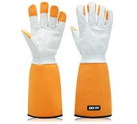 DEX FIT Guantes de jardinería de cuero de alta resistencia FG310; a prueba de espinas; agarre firme; ajuste cómodo, Naranja XL (10) 1 Par