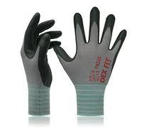 DEX FIT Guantes de Trabajo, Ajuste Cómodo Elástico 3D, Buen Agarre, Recubrimiento de Espuma Duradero de Nitrilo, Táctil, Lavable en la Lavadora, Fino y Ligero, Gris 8 (M) 3 Pares