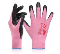 DEX FIT Guantes de Trabajo FN330, Ajuste Cómodo Elástico 3D, Buen Agarre, Recubrimiento de Espuma Duradero de Nitrilo, Táctil, Fino y Ligero, Lavable en la Lavadora; Rosa L (9) 3 Pares