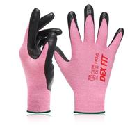 DEX FIT Guantes de Trabajo FN330, Ajuste Cómodo Elástico 3D, Buen Agarre, Recubrimiento de Espuma Duradero de Nitrilo, Táctil, Fino y Ligero, Lavable en la Lavadora; Rosa M (8) 3 Pares
