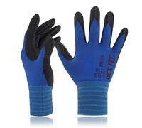 DEX FIT Guantes para Jardinería FN320, Ajuste Cómodo Elástico 3D, Buen Agarre, Recubrimiento de Espuma Duradero de Nitrilo, Táctil, Fino y Ligero, Lavable; Azul 8 (M) 12 Pares