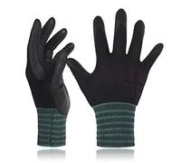 DEX FIT Guantes para Jardinería FN320, Ajuste Cómodo Elástico 3D, Buen Agarre, Recubrimiento de Espuma Duradero de Nitrilo, Táctil, Fino y Ligero, Lavable; Negro 8 (M) 3 Pares
