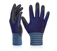 DEX FIT Guantes para Jardinería FN320, Ajuste Cómodo Elástico 3D, Buen Agarre, Recubrimiento de Espuma Duradero de Nitrilo, Táctil, Fino y Ligero, Lavable, Azul Marino 9 (L) 3 Pares