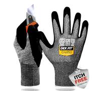 DEX FIT Guantes Resistentes al Corte Nivel 8 Cru953; Ajuste 3D, Alta Destreza, Agarre Firme, Livianos, Pantalla Táctil, Fibras de Acero, Transpirables, Lavables; Gris XS (6) 1 Par