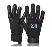 DEX FIT MG210 Lite Guantes mecánicos ligeros, palma de cuero resistente al agua, ajuste 3D ligero, guantes de trabajo para taller, obra, almacén; Black/Black XL 1 Paio