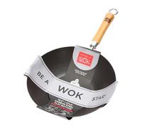 Dexam Escuela de Wok Wok de Acero al Carbono (27 cm) con Revestimiento Antiadherente y Mango de Bambú