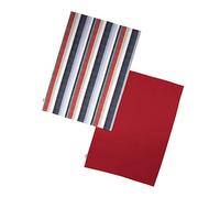 Dexam Juego de 2 paños de Cocina de algodón Reciclado a Rayas, Color Rojo