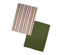 Dexam Juego de 2 paños de Cocina de algodón Reciclado a Rayas, Color Verde