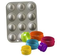 Dexam Paquete para hornear pastel de carne picada - Bandeja antiadherente para pastel de carne picada y juego de cortadores de galletas de carne picada - Ideal para hornear festivos, fácil liberación,