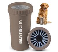Dexas MudBuster - Limpiador de patas de perro grande en color gris pardo, lavadora portátil para patas fangosas, taza de limpieza de pies de perro con cerdas de silicona suaves, lavadora de patas de