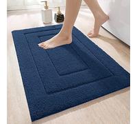 DEXI Alfombra Baño Antideslizante 40 x 60 cm, Alfombrilla Baño Súper Absorbente, Alfombras Bañera de Microfibra Ultra Suave y Cómoda, Lavable a Máquina, Azul Profundo