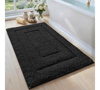 DEXI Alfombra Baño Antideslizante 40 x 60 cm, Alfombrilla Baño Súper Absorbente, Alfombras Bañera de Microfibra Ultra Suave y Cómoda, Lavable a Máquina, Negro