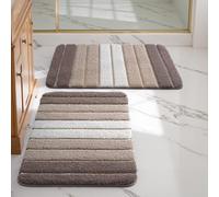 DEXI Alfombra Baño Antideslizante 40 x 60 cm, Set de 2 Pzas Alfombrilla Absorbente, Alfombras Lavable a Máquina con Microfibras Suaves de Agua para Bañera, Ducha, Beige
