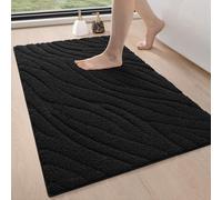 DEXI Alfombra Baño Antideslizante 44 x 76 cm, Súper Absorbente, Lavable a Máquina, Suave y Cómoda de Microfibra Alfombrilla para Bañera, Ducha, Negro