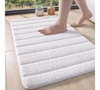 DEXI Alfombra Baño Antideslizante 45 x 75 cm, Alfombrilla Absorbente, Alfombras Lavable a Máquina con Microfibras Suaves de Agua para Bañera, Ducha, Blanco