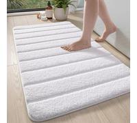 DEXI Alfombra Baño Antideslizante 60 x 110 cm, Alfombrilla Absorbente, Alfombras Lavable a Máquina con Microfibras Suaves de Agua para Bañera, Ducha, Blanco