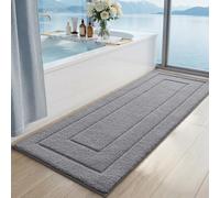 DEXI Alfombra Baño Antideslizante 60 x 150 cm, Alfombrilla Baño Súper Absorbente, Alfombras Bañera de Microfibra Ultra Suave y Cómoda, Lavable a Máquina, Gris