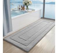 DEXI Alfombra Baño Antideslizante 60 x 150 cm, Alfombrilla Baño Súper Absorbente, Alfombras Bañera de Microfibra Ultra Suave y Cómoda, Lavable a Máquina, Gris Claro
