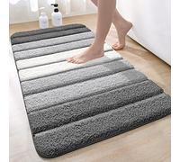 DEXI Alfombra Baño Antideslizante 60 x 90 cm, Alfombrilla Absorbente, Alfombras Lavable a Máquina con Microfibras Suaves de Agua para Bañera, Ducha, Gris