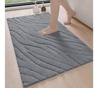 DEXI Alfombra Baño Antideslizante 61 x 110 cm, Súper Absorbente, Lavable a Máquina, Suave y Cómoda de Microfibra Alfombrilla para Bañera, Ducha, Gris Oscuro