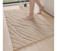 DEXI Alfombra Baño Antideslizante 61 x 110 cm, Súper Absorbente, Lavable a Máquina, Suave y Cómoda de Microfibra Alfombrilla para Bañera, Ducha, Beige