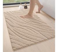 DEXI Alfombra Baño Antideslizante 61 x 92 cm, Súper Absorbente, Lavable a Máquina, Suave y Cómoda de Microfibra Alfombrilla para Bañera, Ducha, Beige