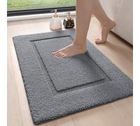DEXI Alfombra de Baño 40 x 60 cm, Alfombrilla Antideslizante y Súper Absorbente, Alfombras de Microfibra Extra Suaves, Lavable a Máquina, Bañera, Ducha, Gris Oscuro