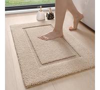 DEXI Alfombra de Baño 40 x 60 cm, Alfombrilla Antideslizante y Súper Absorbente, Alfombras de Microfibra Extra Suaves, Lavable a Máquina, Bañera, Ducha, Beige