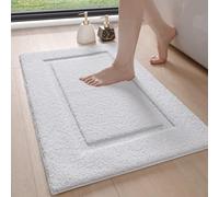 DEXI Alfombra de Baño 40 x 60 cm, Alfombrilla Antideslizante y Súper Absorbente, Alfombras de Microfibra Extra Suaves, Lavable a Máquina, Bañera, Ducha, Blanco