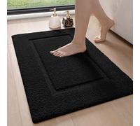 DEXI Alfombra de Baño 50 x 80 cm, Alfombrilla Antideslizante y Súper Absorbente, Alfombras de Microfibra Extra Suaves, Lavable a Máquina, Bañera, Ducha, Negro