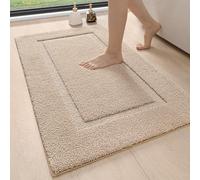 DEXI Alfombra de Baño 60 x 110 cm, Alfombrilla Antideslizante y Súper Absorbente, Alfombras de Microfibra Extra Suaves, Lavable a Máquina, Bañera, Ducha, Beige