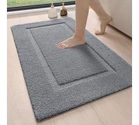 DEXI Alfombra de Baño 60 x 110 cm, Alfombrilla Antideslizante y Súper Absorbente, Alfombras de Microfibra Extra Suaves, Lavable a Máquina, Bañera, Ducha, Gris Oscuro