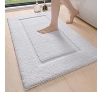 DEXI Alfombra de Baño 60 x 90 cm, Alfombrilla Antideslizante y Súper Absorbente, Alfombras de Microfibra Extra Suaves, Lavable a Máquina, Bañera, Ducha, Blanco