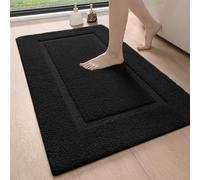 DEXI Alfombra de Baño 60 x 90 cm, Alfombrilla Antideslizante y Súper Absorbente, Alfombras de Microfibra Extra Suaves, Lavable a Máquina, Bañera, Ducha, Negro