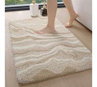 DEXI Alfombra de Baño Antideslizante 50 x 80 cm, Microfibra Súper Absorbente y Suave, Alfombrilla Lavable y Secado Rápido para Ducha o Bañera, Beige