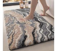 DEXI Alfombra de Baño Antideslizante 60 x 90 cm, Microfibra Súper Absorbente y Suave, Alfombrilla Lavable y Secado Rápido para Ducha o Bañera, Beige Gris