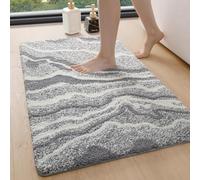 DEXI Alfombra de Baño Antideslizante 60 x 90 cm, Microfibra Súper Absorbente y Suave, Alfombrilla Lavable y Secado Rápido para Ducha o Bañera, Gris