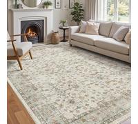 DEXI Alfombra Salon 183 x 274 cm, Alfombras Dormitorio Pelo Corto Lavable, Suave y Cómoda, Diseño Floral Tapetes Decorativas para Sala de Estar, Habitación, Comedor, Beige