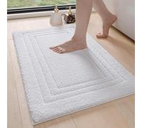 DEXI Alfombrilla de Baño Antideslizante 40 x 60 cm, Alfombra Baño de Microfibra Súper de Absorbente, Lavable a Máquina Alfombras para Bañera y Ducha, Blanco
