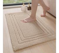 DEXI Alfombrilla de Baño Antideslizante 40 x 60 cm, Alfombra Baño de Microfibra Súper de Absorbente, Lavable a Máquina Alfombras para Bañera y Ducha, Beige